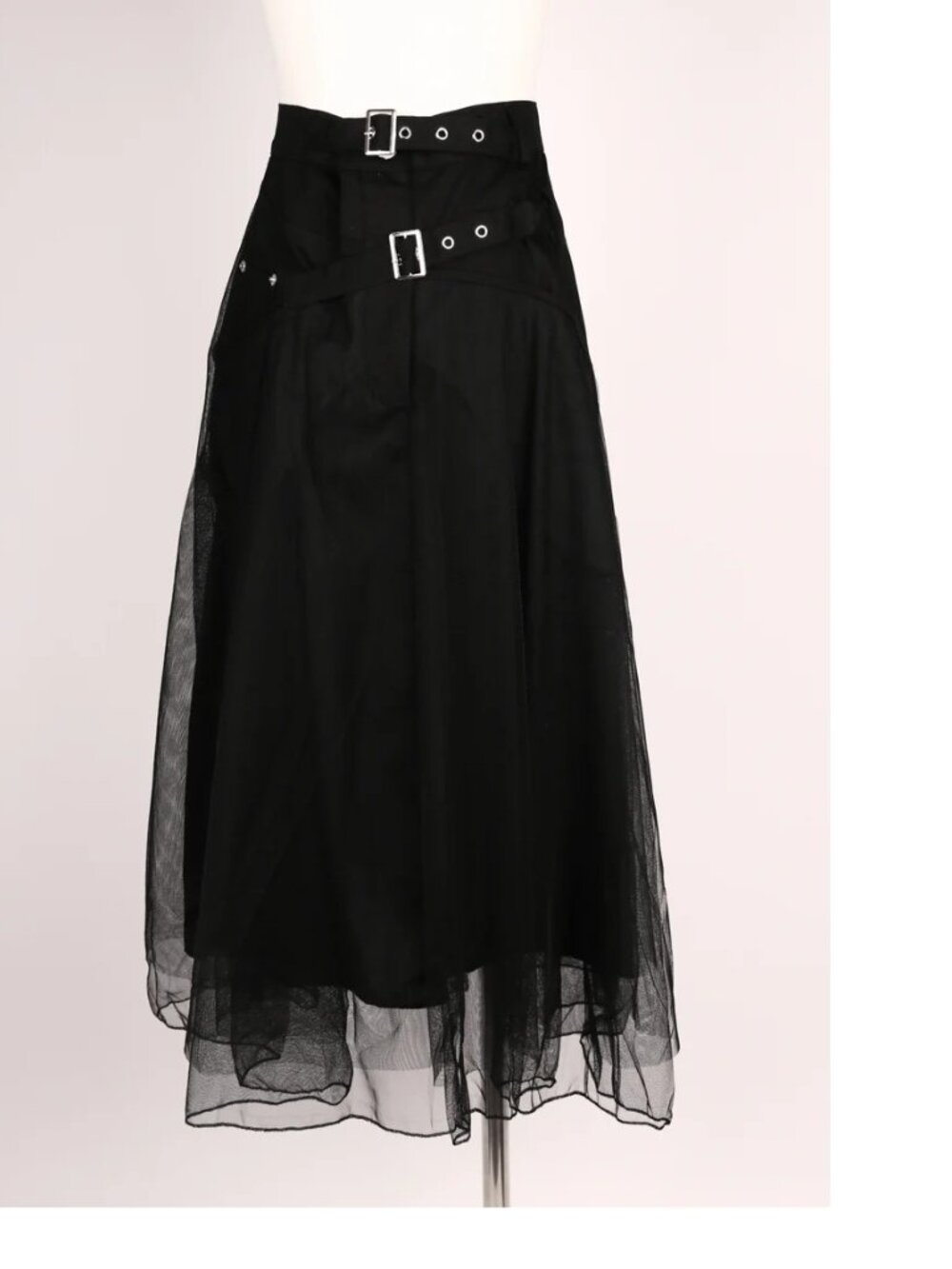 NWT: SoooLinen Black tulle midi skirt with belted structured high waist (XL)